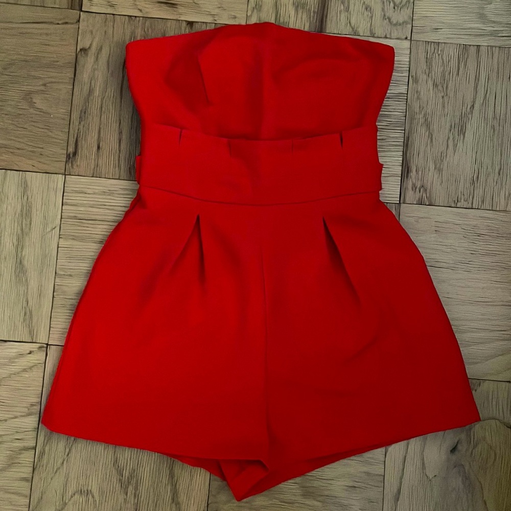Petite paper bag waist bandeau romper